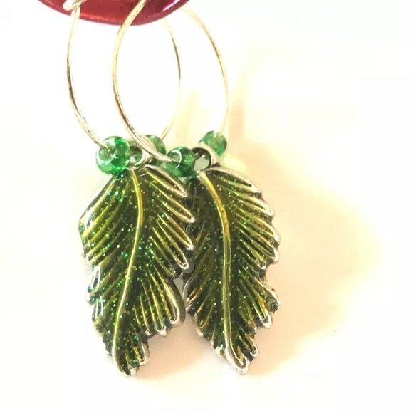 Leaf Earrings Fall Thanksgiving Autumn Tree Leaves Halloween Harvest Plated - Picture 4 of 9